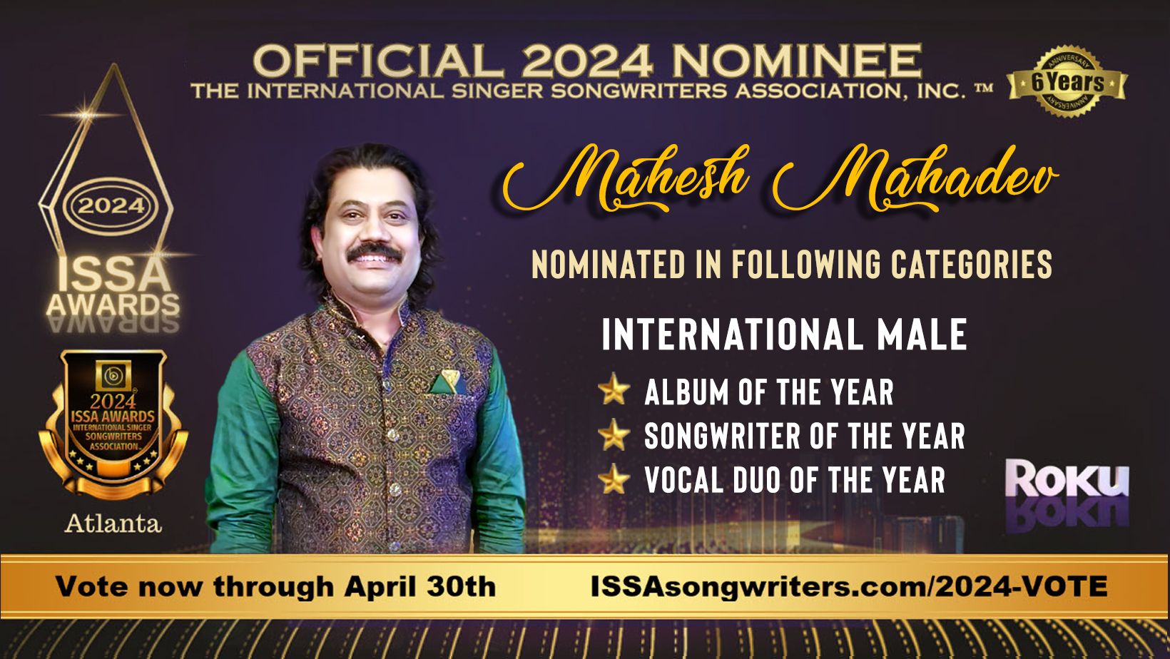 Mahesh Mahadev Nominated for 3 International Music Categories at 2024 ...